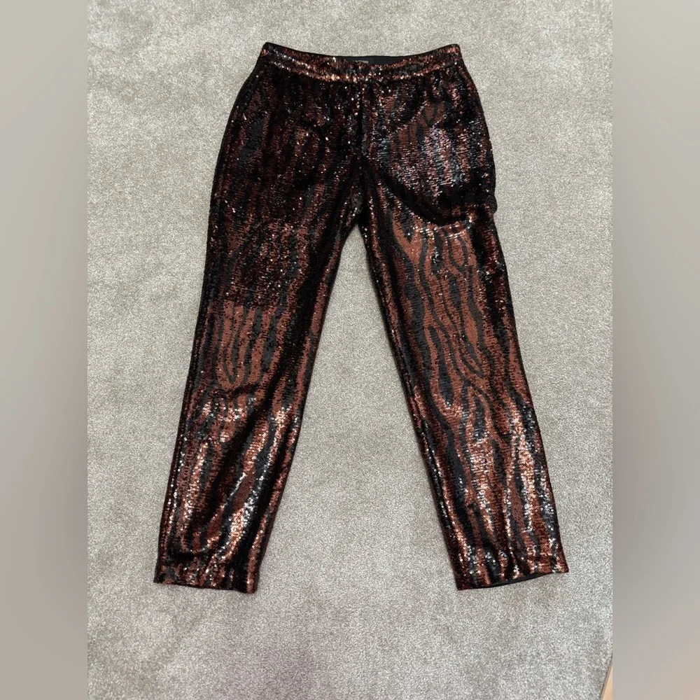 Le Superbe Sequin Bengal Tiger/Animal Print Chino Pants - EUC - size 4 - Picture 6 of 15
